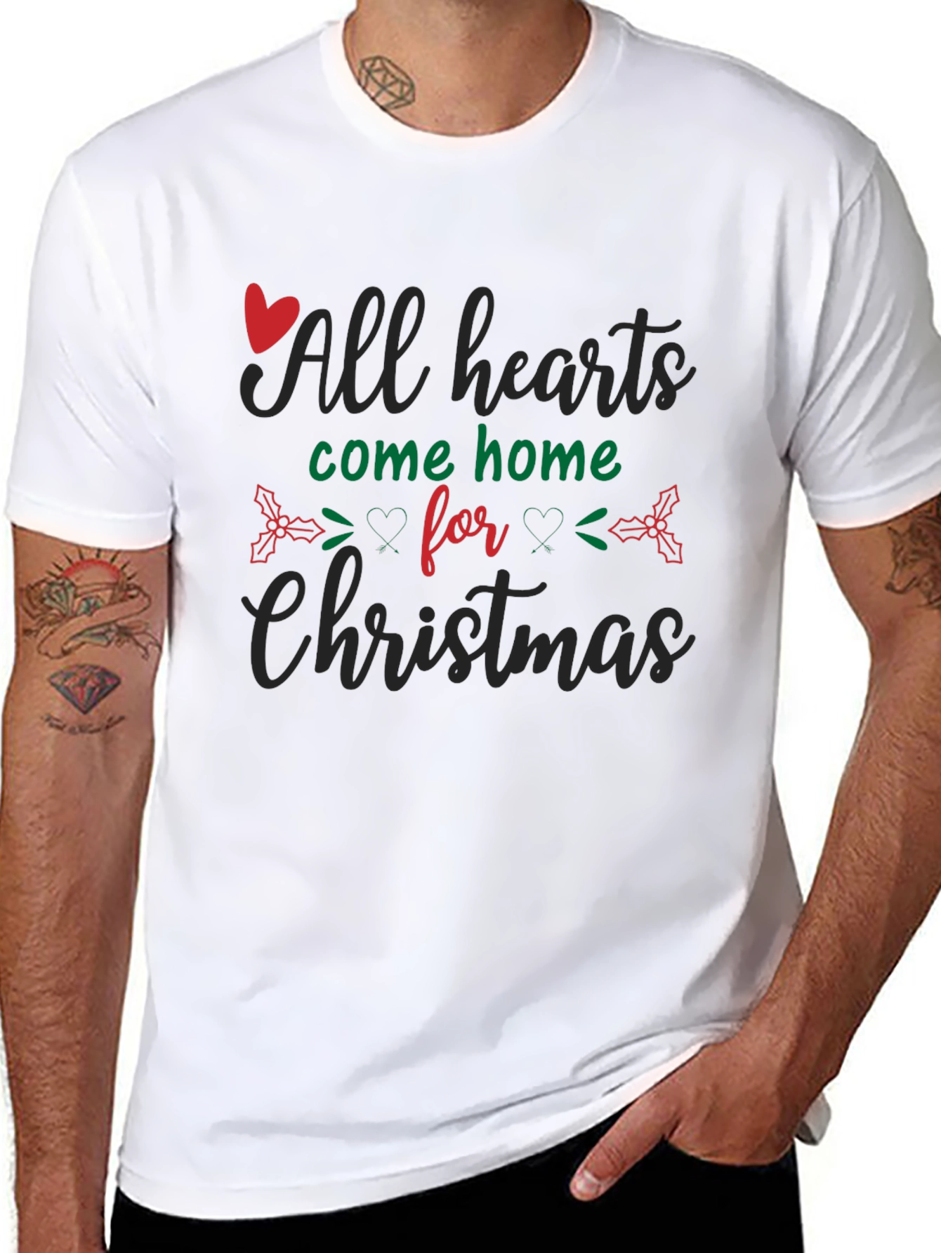 Black All Hearts Come Home for Christmas Black T-Shirt view 8