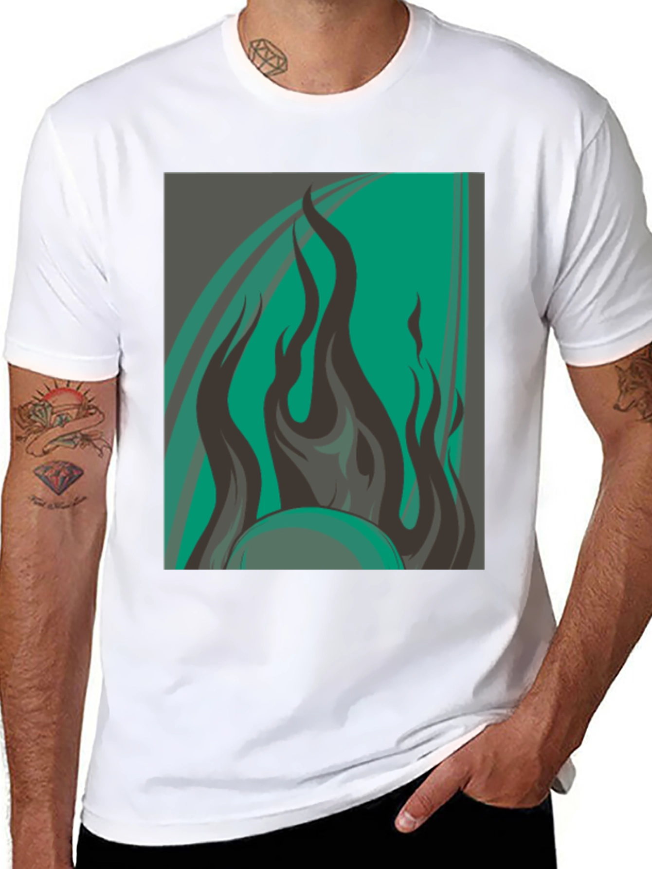 Black Fiery Graphic Tee - Bold & Stylish view 8