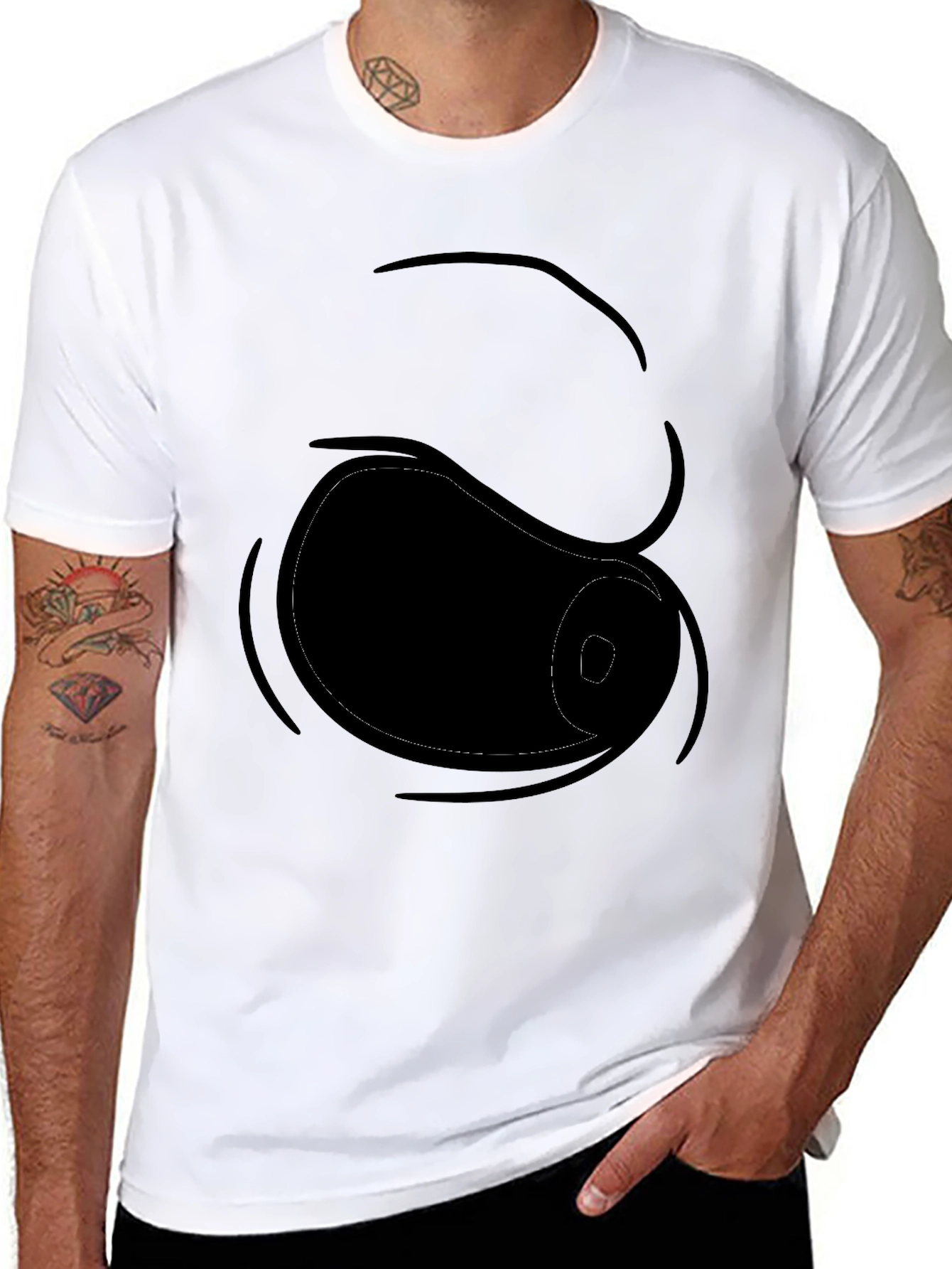 Black Funny Cartoon Eye Black T-Shirt view 8