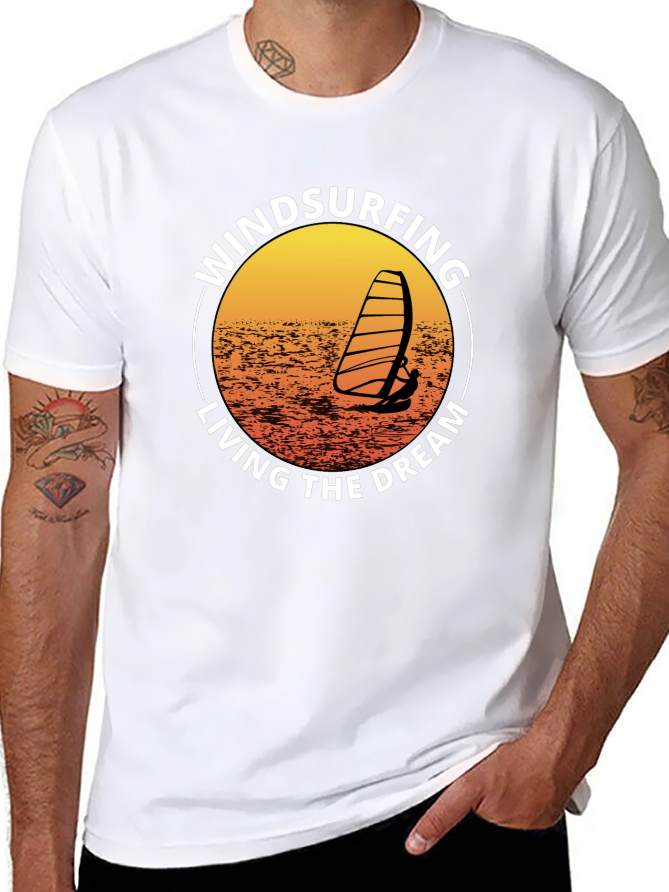 Black Windsurfing Living The Dream Graphic T-Shirt view 8
