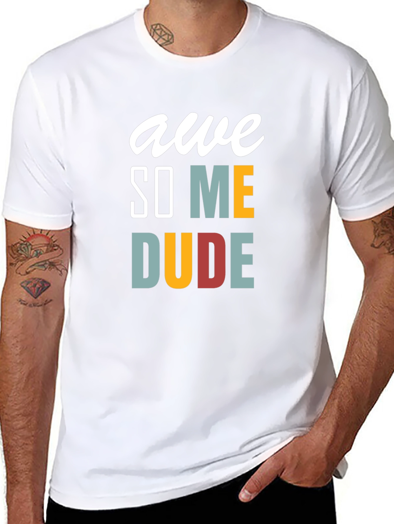 Black Awesome Dude Graphic Tee - Men's Black T-Shirt view 8