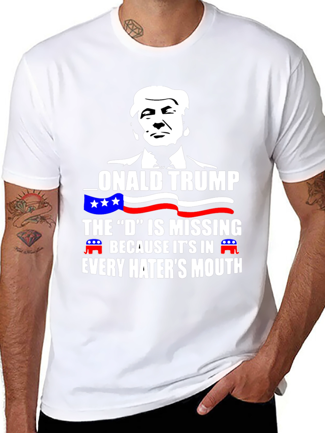 Black Donald Trump "D" Haters Mouth Black T-Shirt view 8