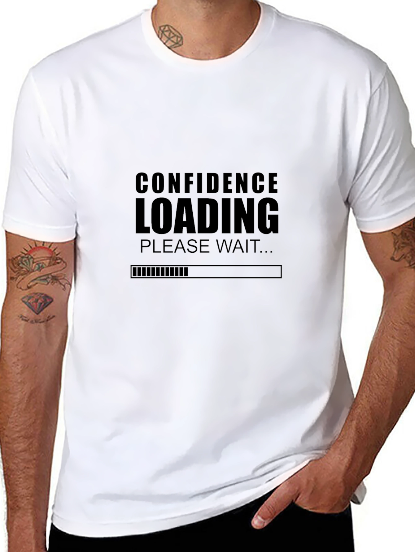 Black Confidence Loading T-Shirt - Funny Slogan Tee view 8