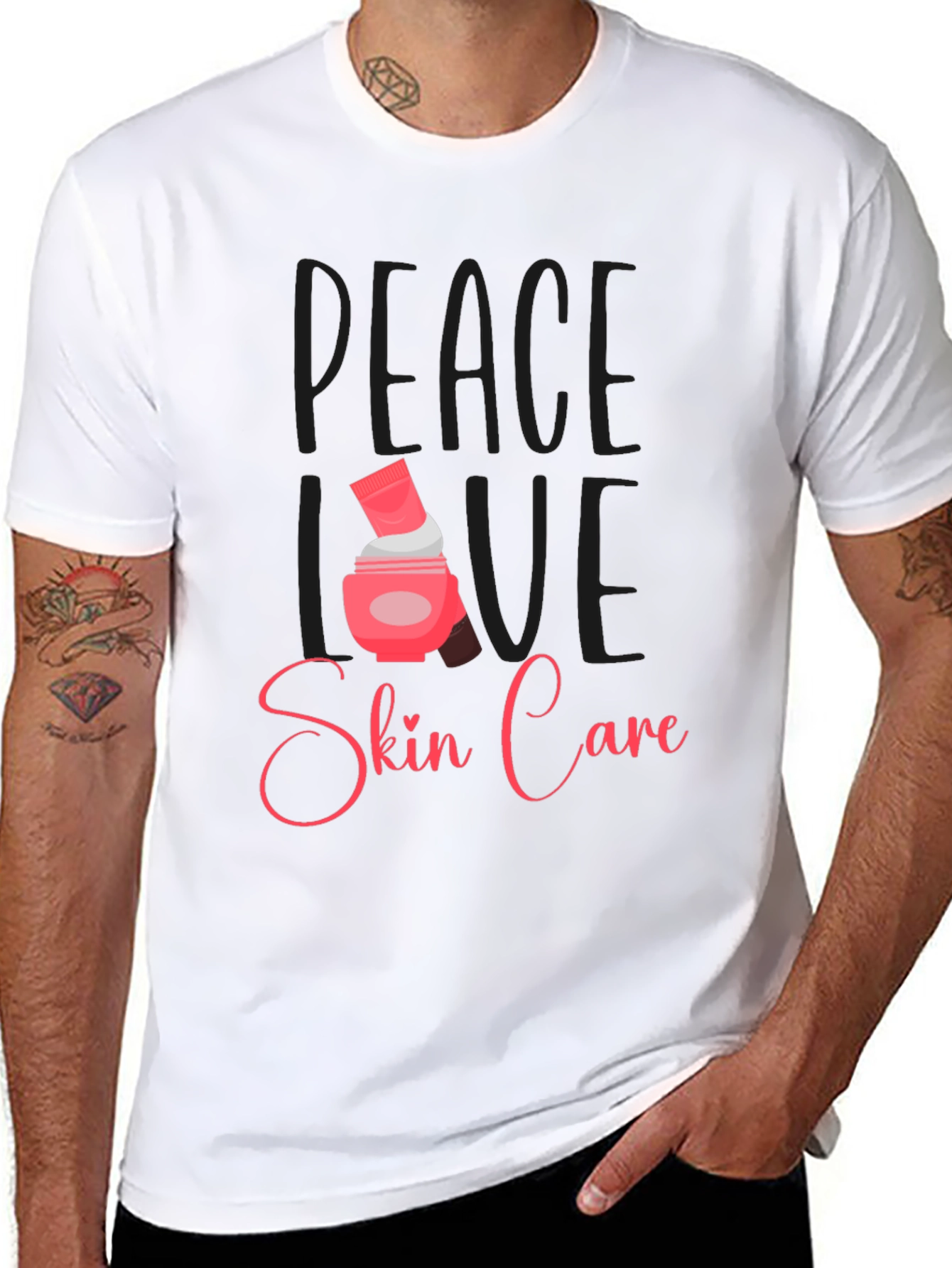 Black Peace Love Skin Care Black T-Shirt view 8