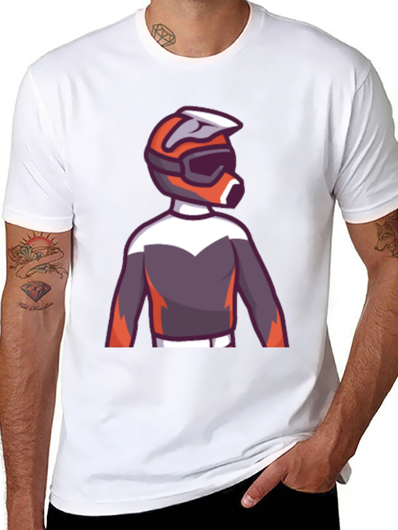 Black Cartoon Motocross Rider Graphic Tee - Black view 8