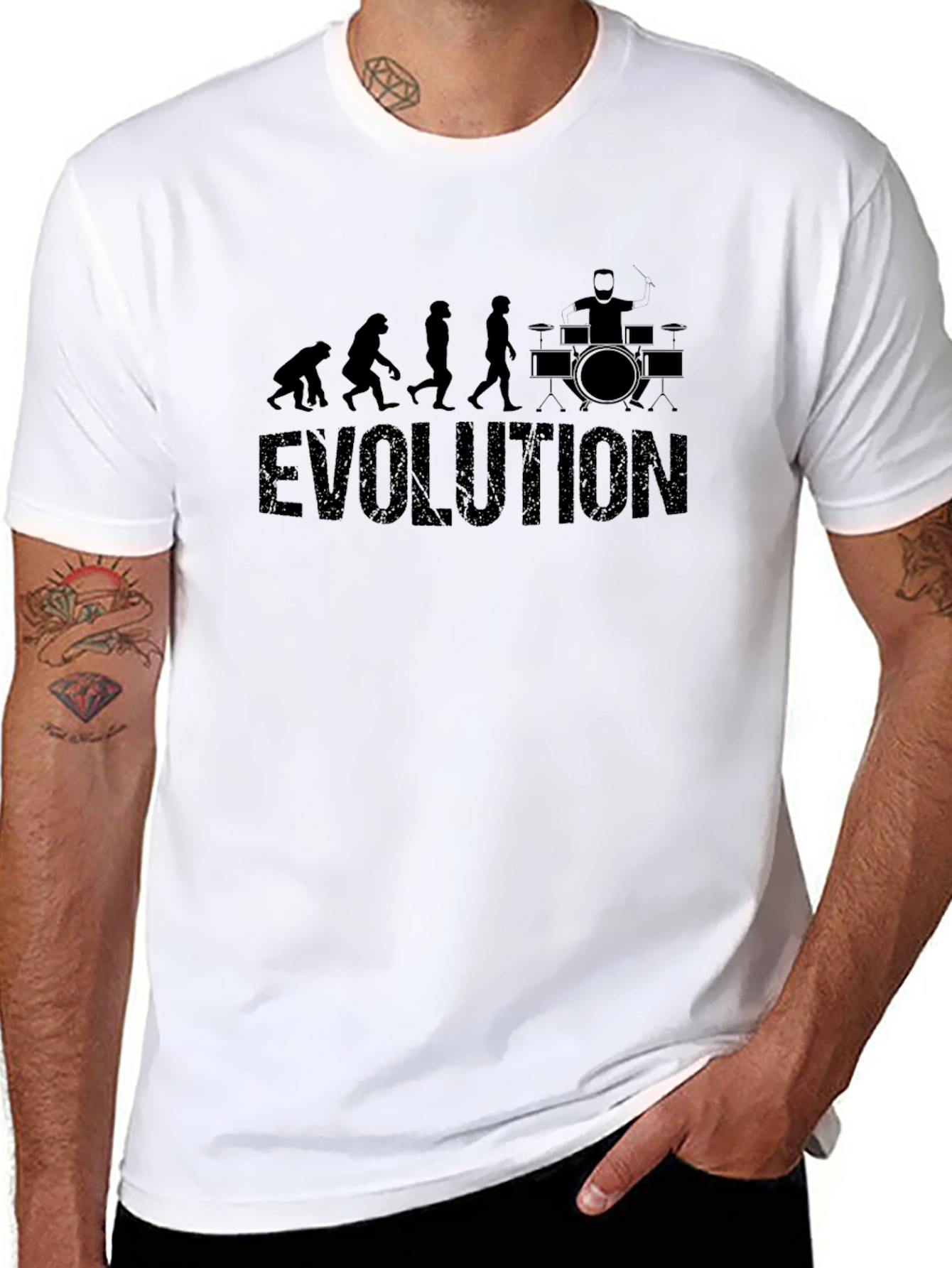 Black Evolution of Drummer Black T-Shirt view 8