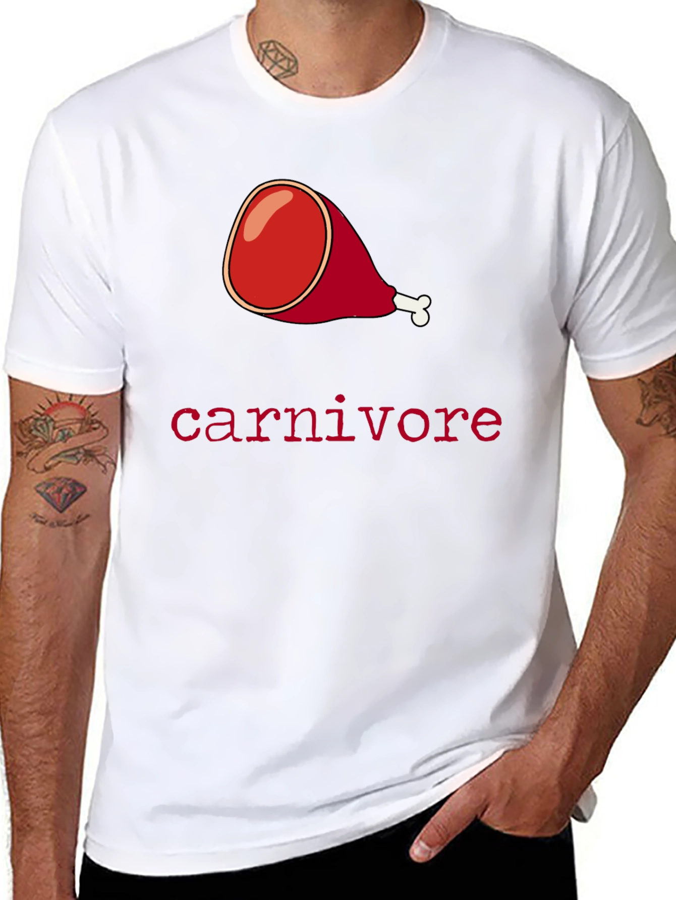 Black Carnivore Ham Graphic Tee - Meat Lover's T-Shirt view 8