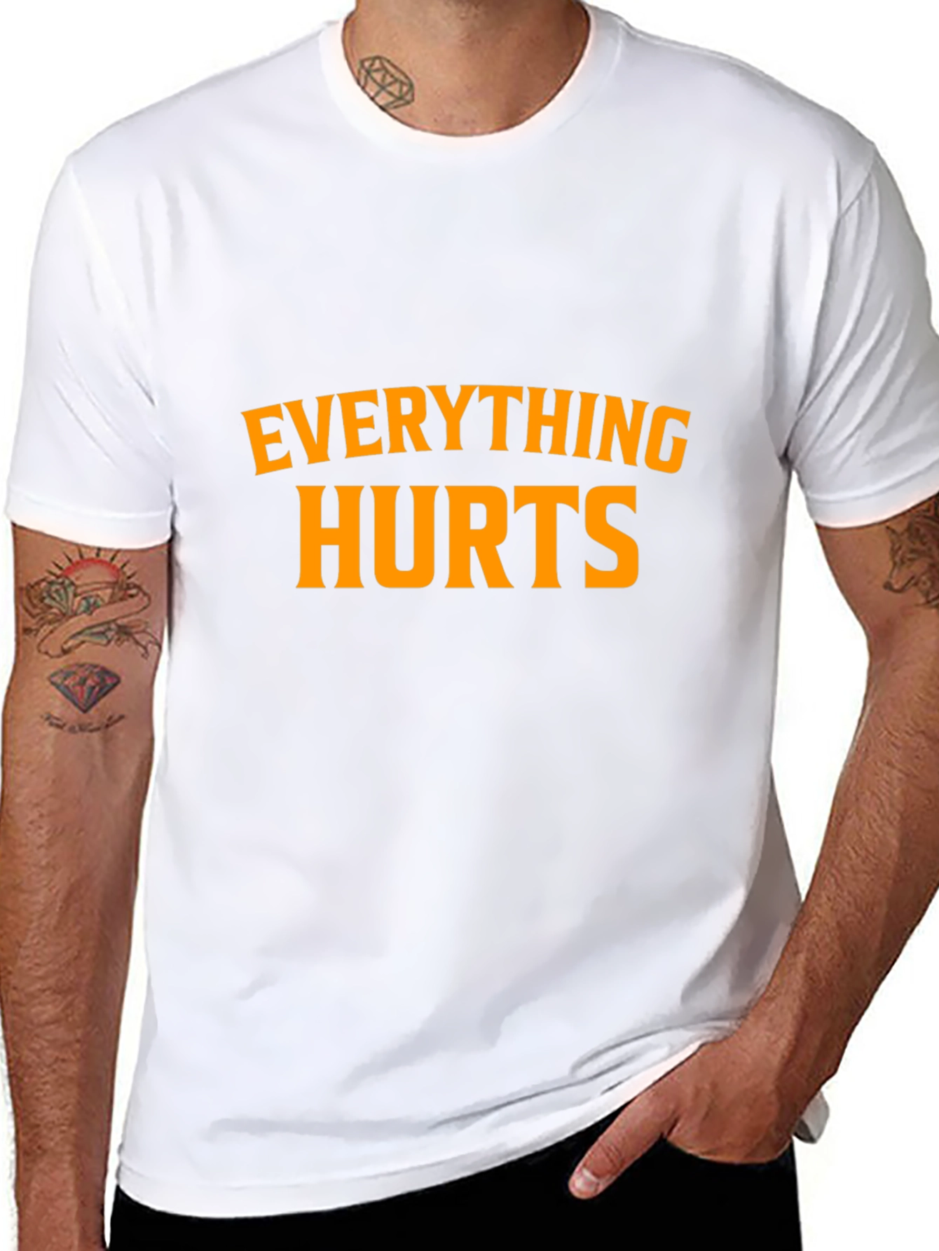 Black Everything Hurts Black Graphic T-Shirt view 8