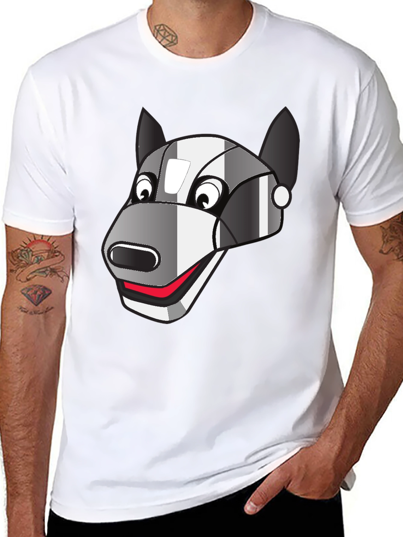 Black Robot Dog Graphic Tee - Black Cotton Blend view 8