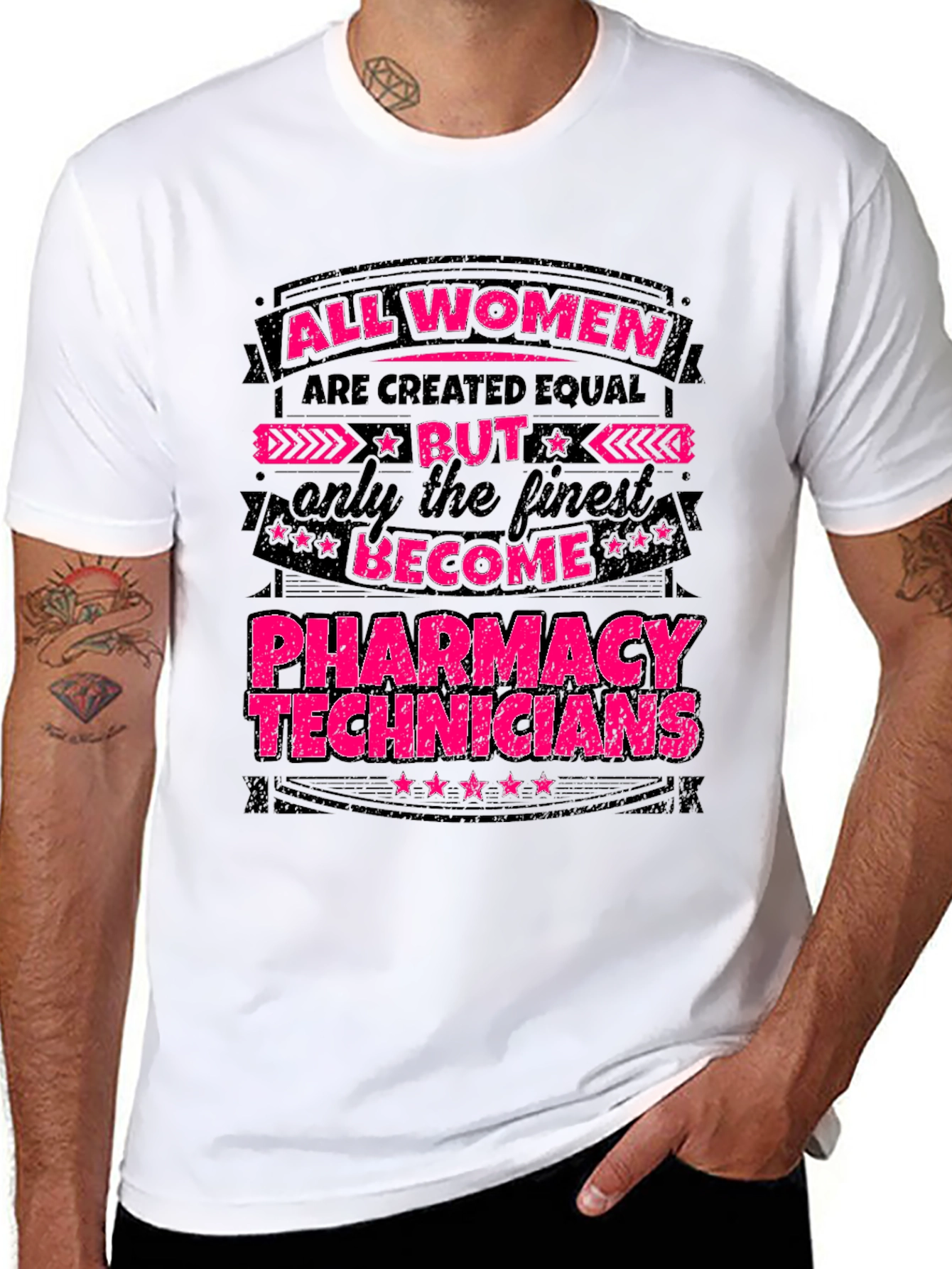Black All Women Pharmacy Tech T-Shirt - Black Cotton Blend view 8