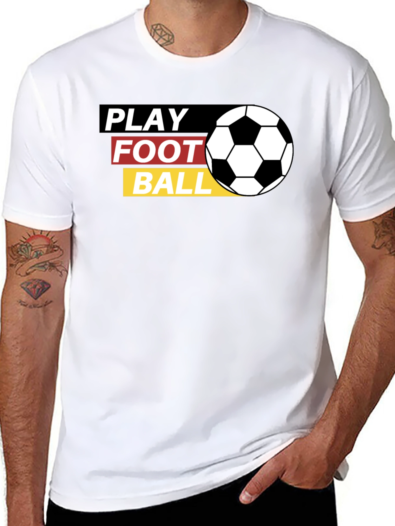 Black Play Football Graphic Tee - Black Cotton T-Shirt view 8