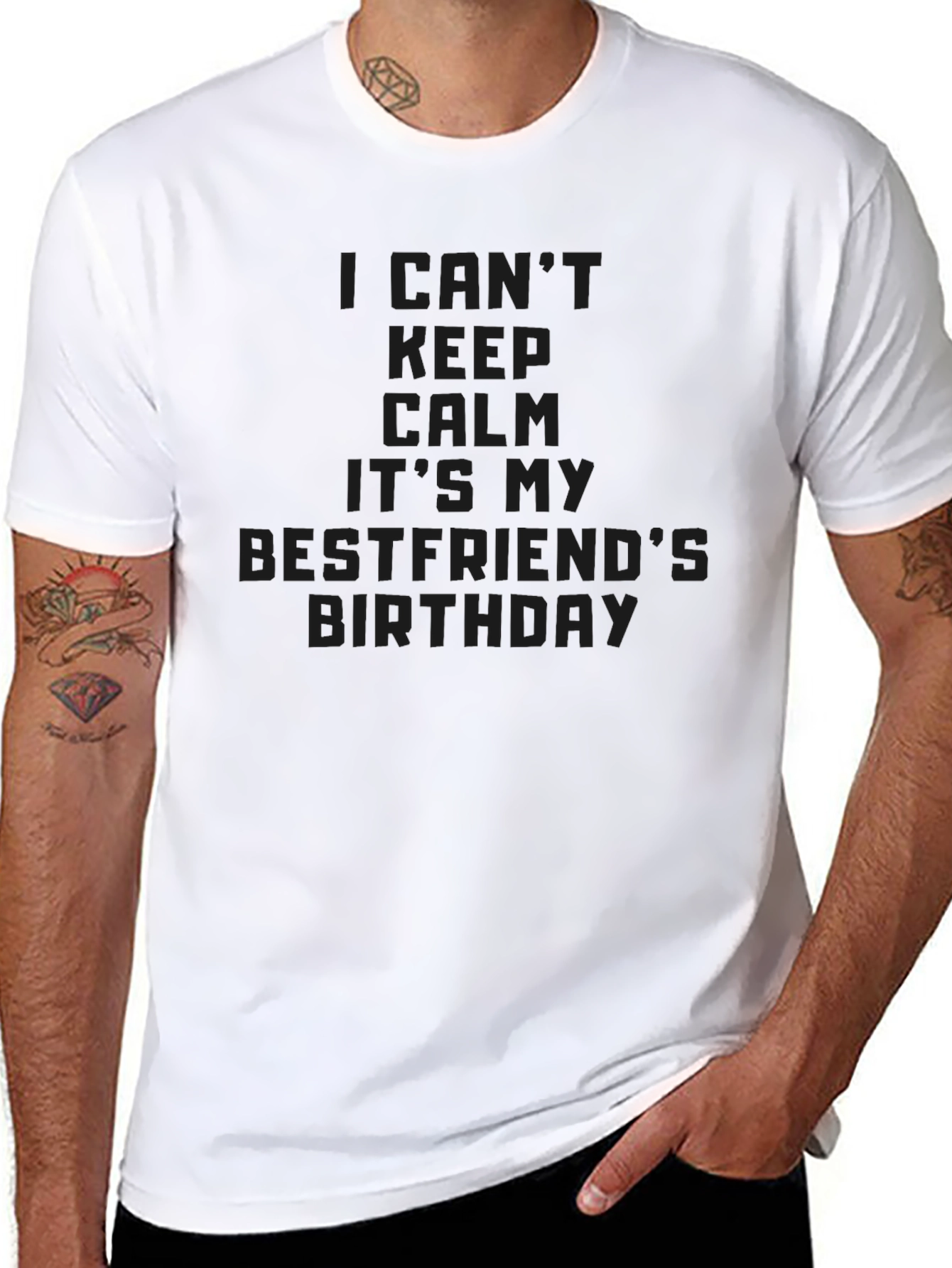 Black I Can't Keep Calm Best Friend's Birthday Black T-Shirt view 8