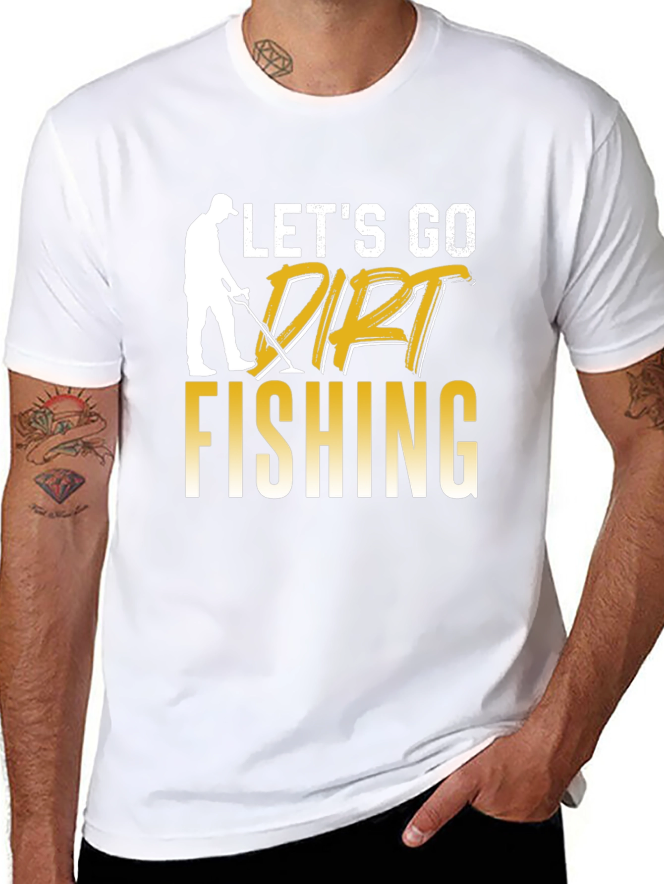 Black Let's Go Dirt Fishing Graphic Tee view 8