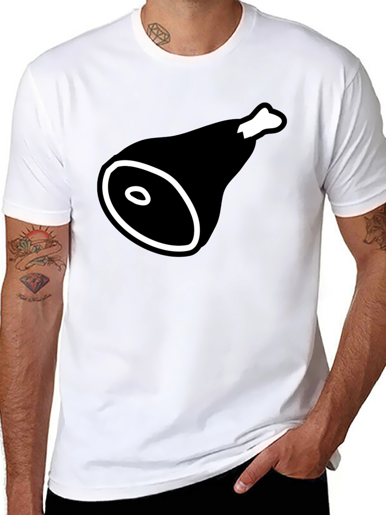 Black Ham Graphic T-Shirt - Funny Food Tee for Meat Lovers view 8