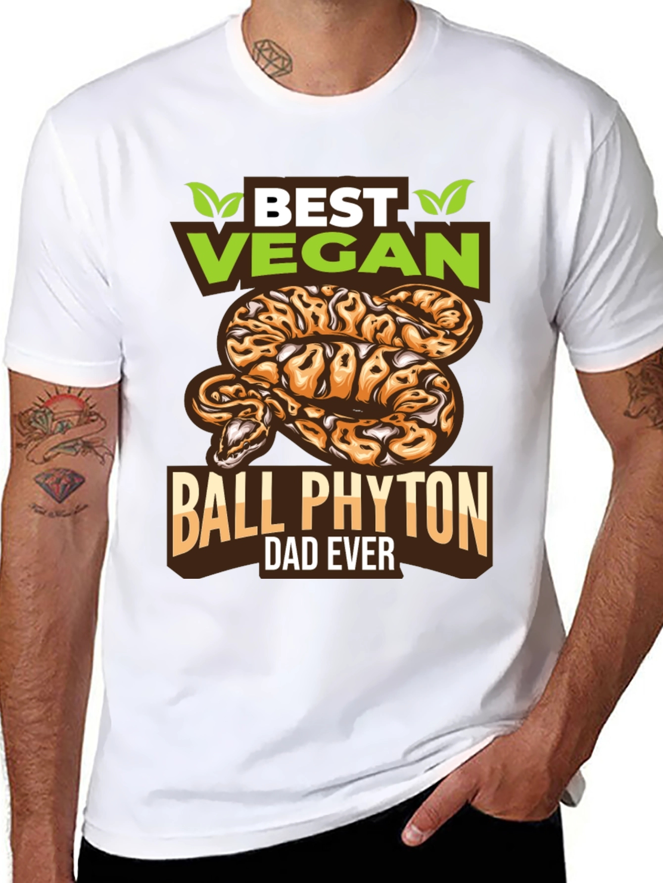 Black Vegan Ball Python Dad T-Shirt - Unique Snake Lover Gift view 8