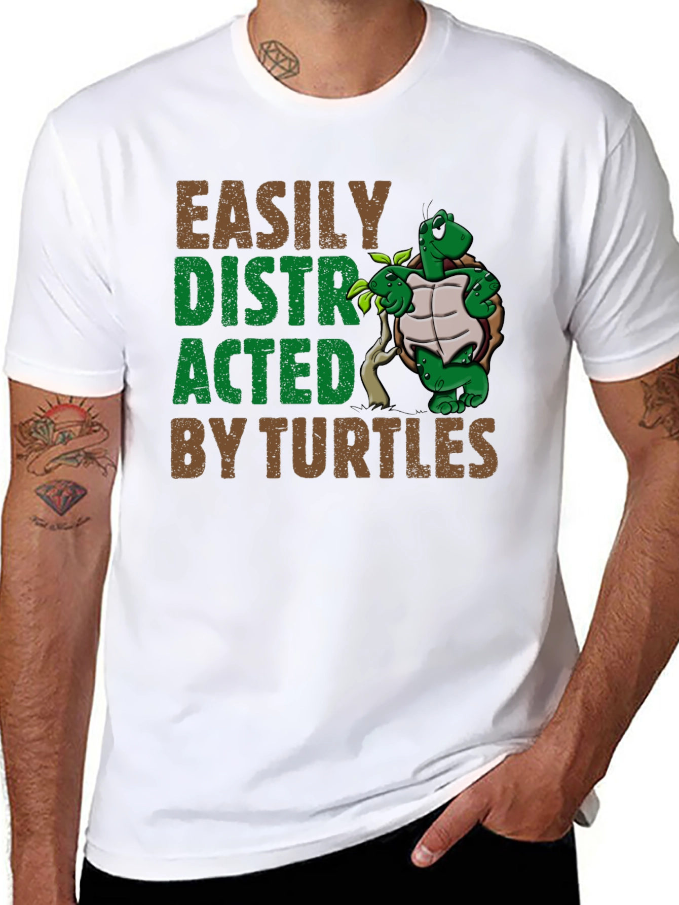 Black Easily Distracted By Turtles Graphic T-Shirt view 8