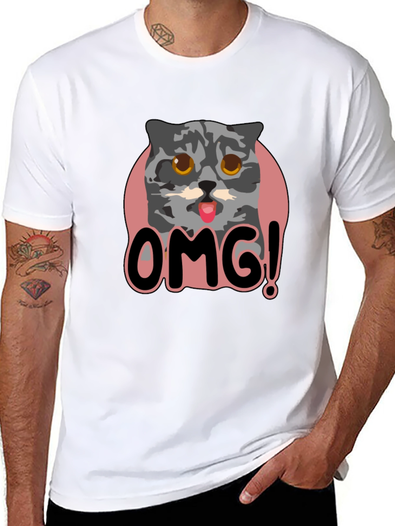 OMG Cat Graphic Tee - Unisex Black T-Shirt - 8