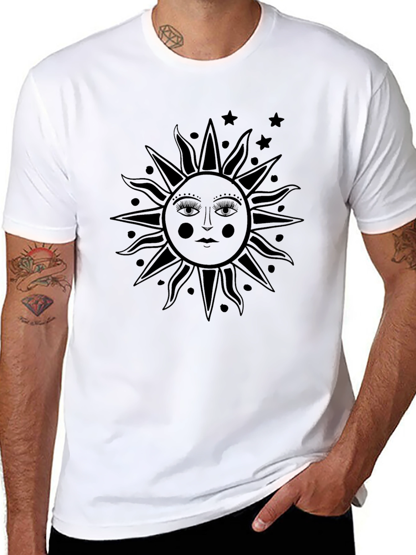 Black Mystic Sun Graphic T-Shirt - Unisex Black Tee view 8
