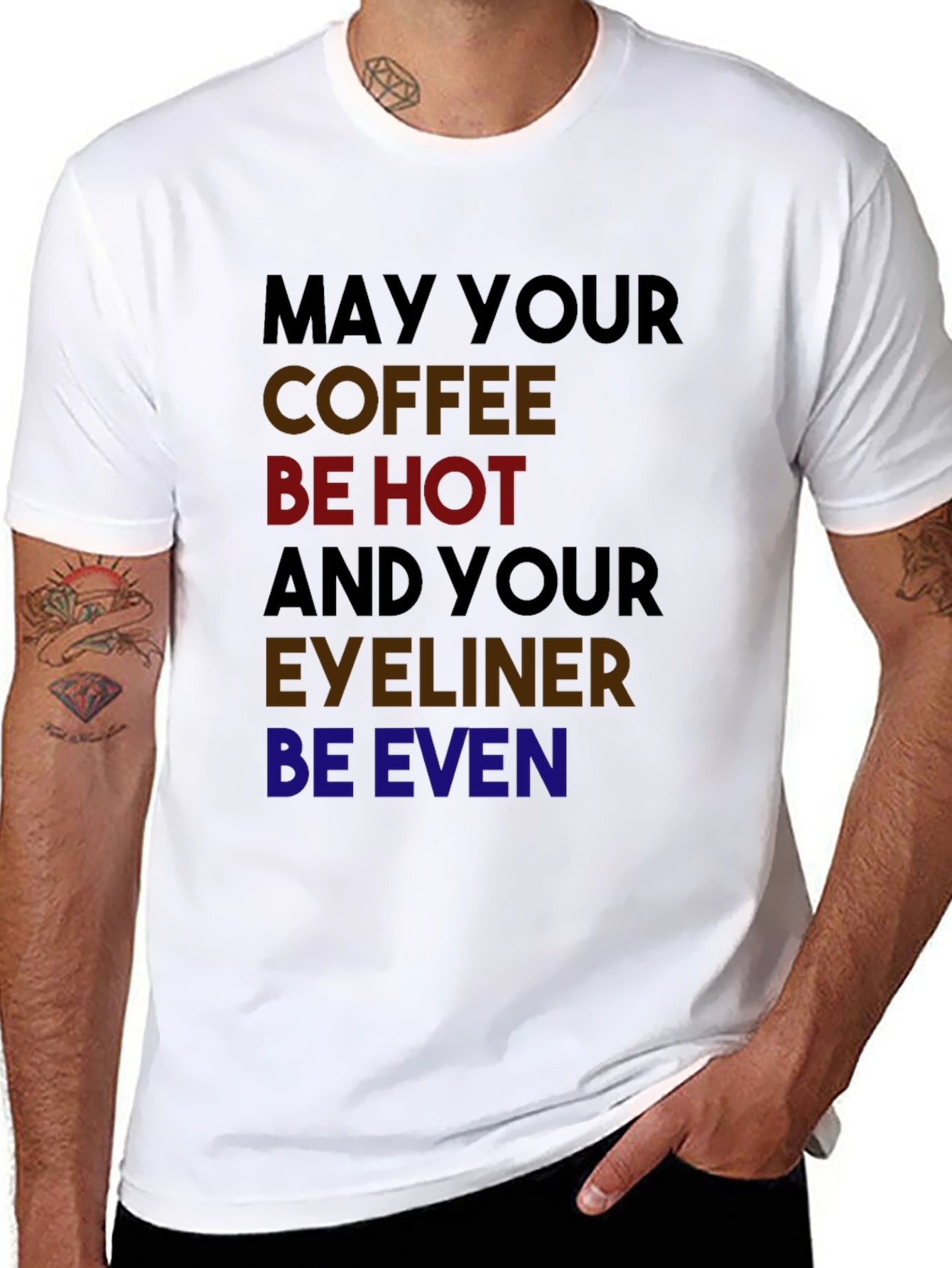 Black Coffee & Eyeliner T-Shirt - Funny Novelty Tee view 8