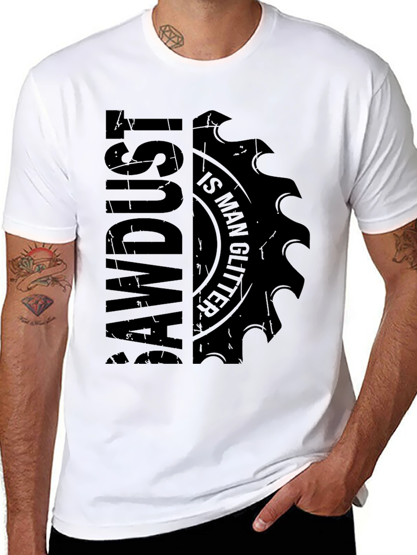 Black Sawdust is Man Glitter T-Shirt - Black Graphic Tee view 8