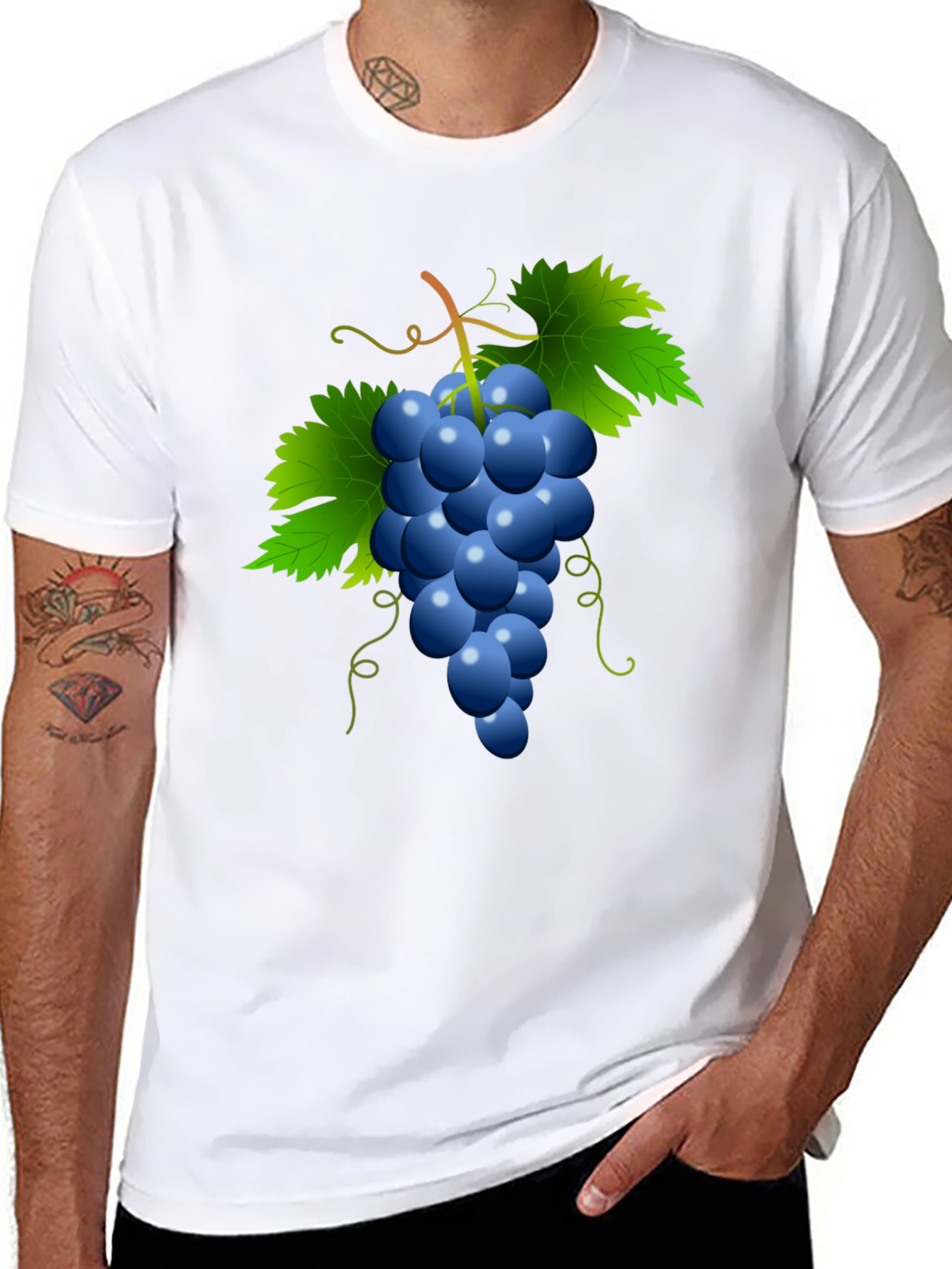 Black Grapes Graphic Tee - Casual Black T-Shirt view 8