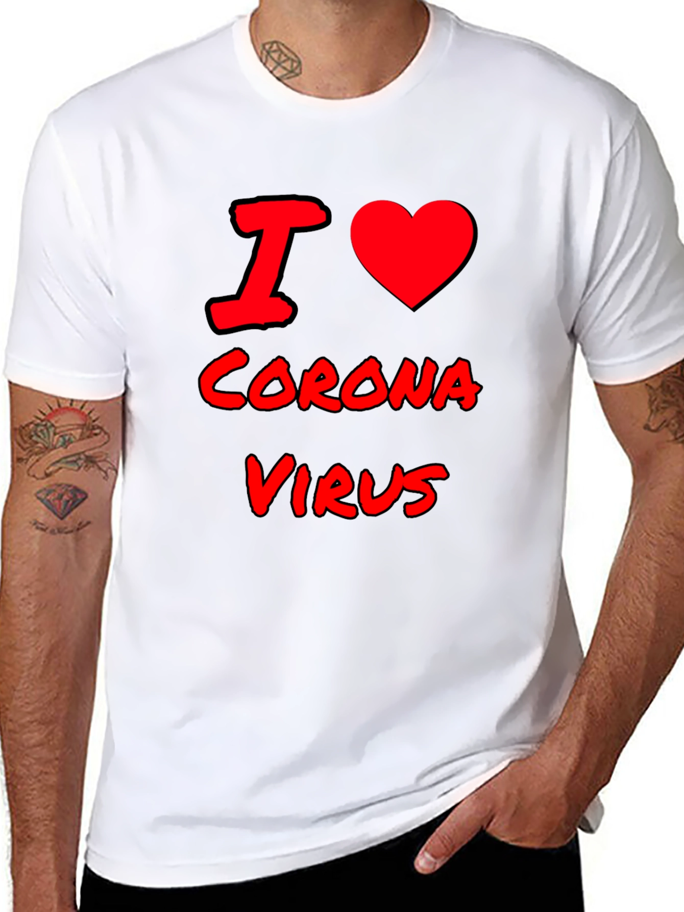 Black I Love Coronavirus Graphic Tee - Black view 8