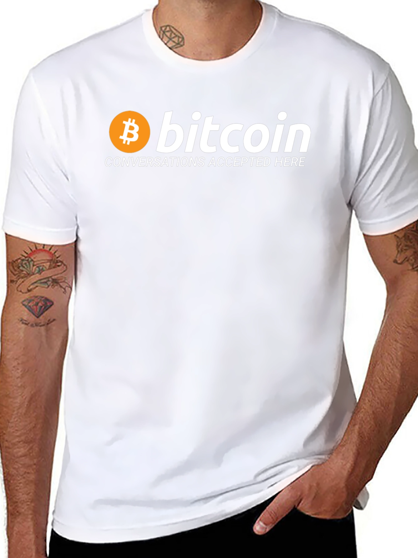 Black Bitcoin T-Shirt Crypto Currency Conversations Tee view 8