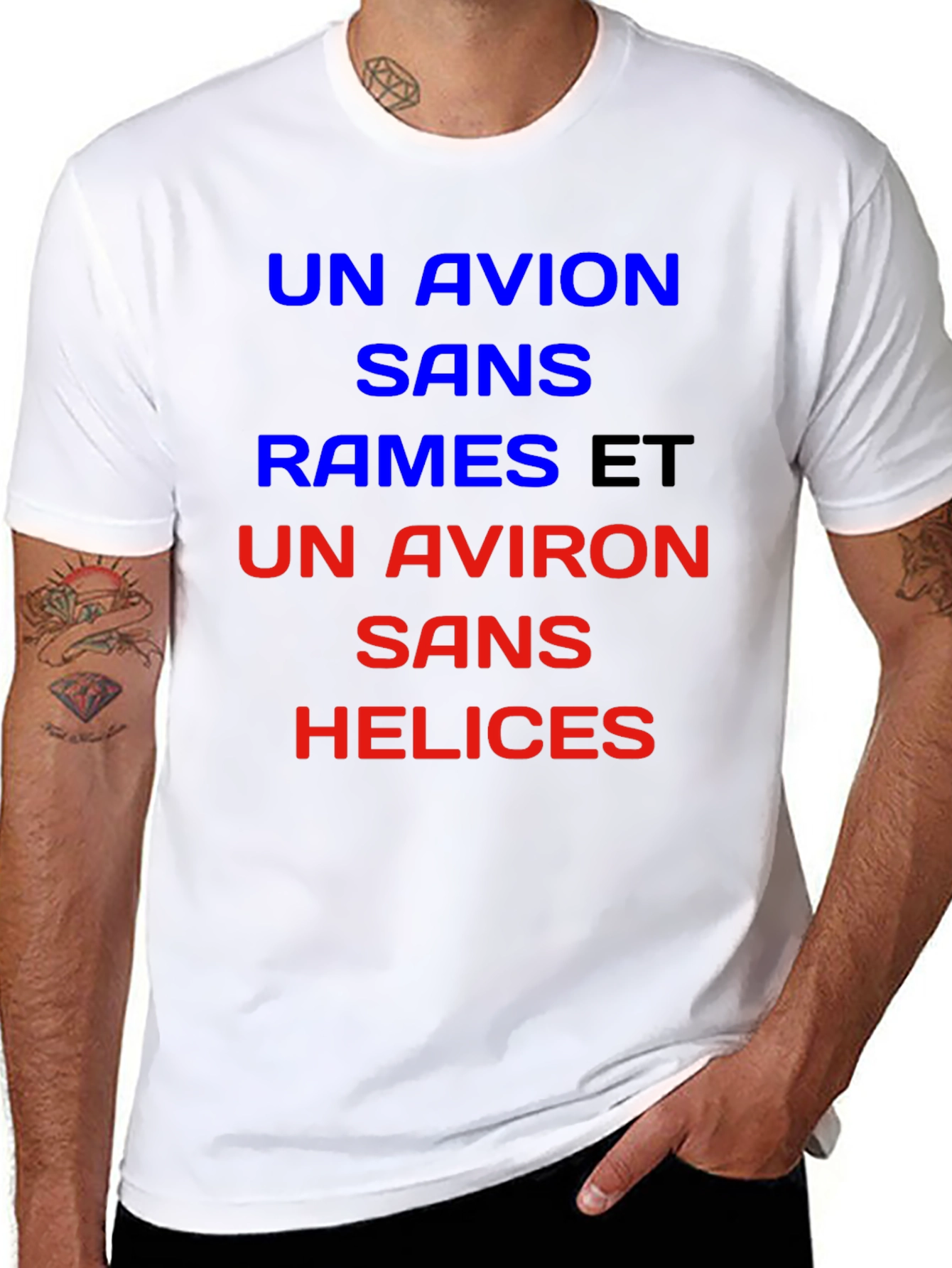 Black Un Avion T-Shirt - French Slogan Tee view 8