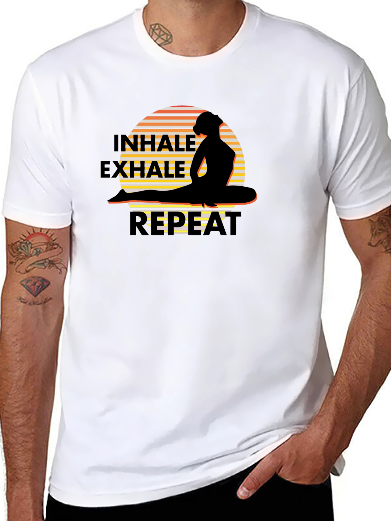 Black Inhale Exhale Repeat Yoga T-Shirt view 8