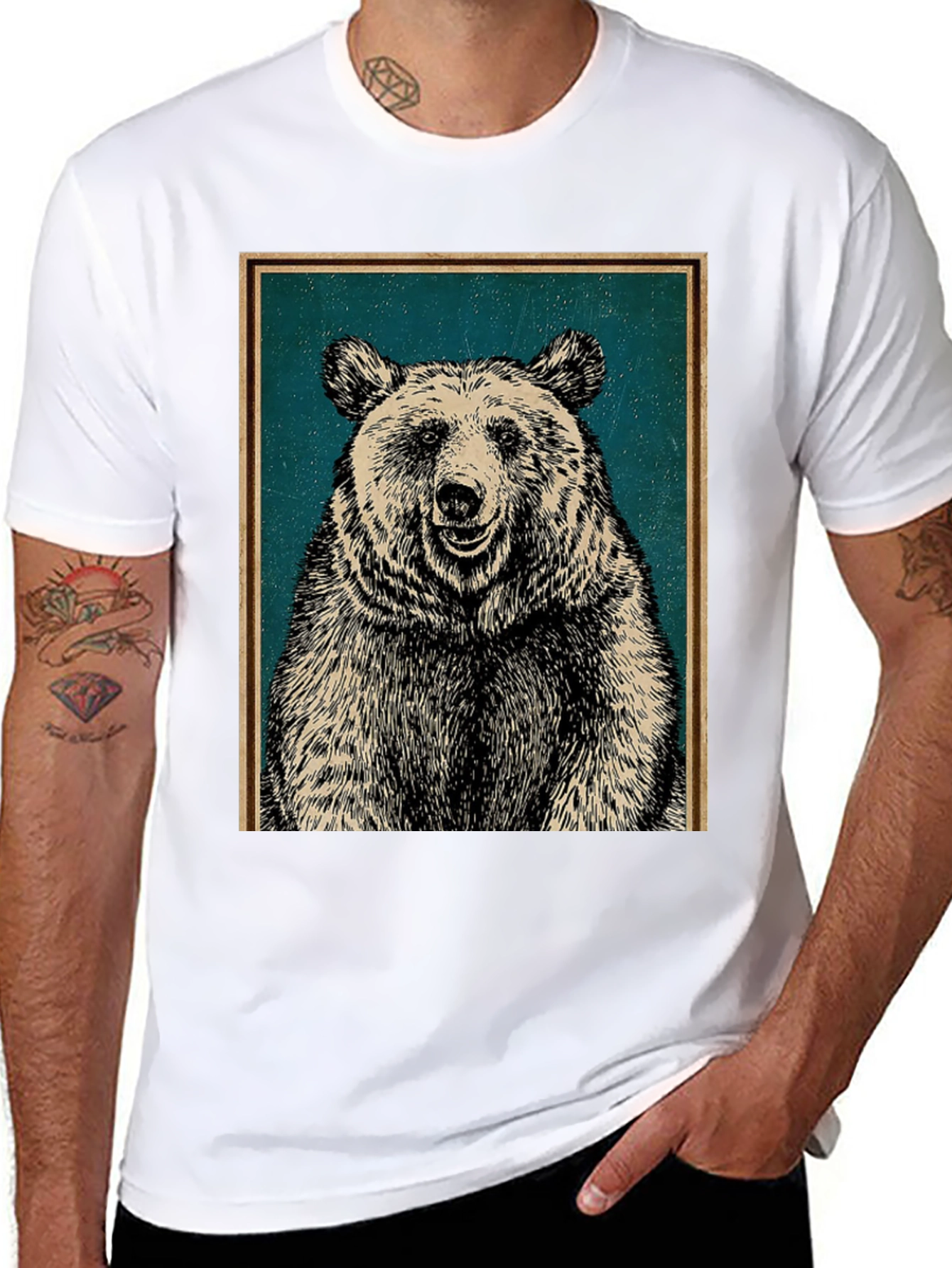 Black Bear Graphic Print Crew Neck T-Shirt view 8