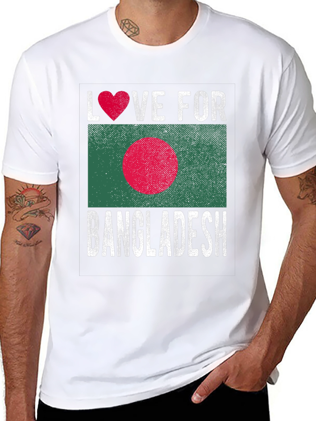 Black Love for Bangladesh T-Shirt - Heart Flag Design view 8
