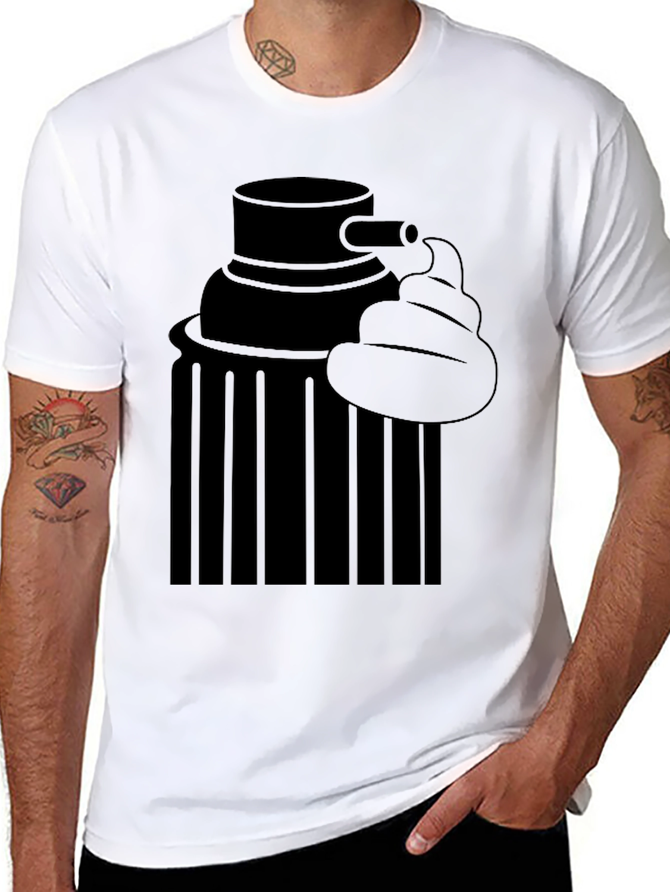 Black Toilet Humor Tee - Graphic Print Black T-Shirt view 8