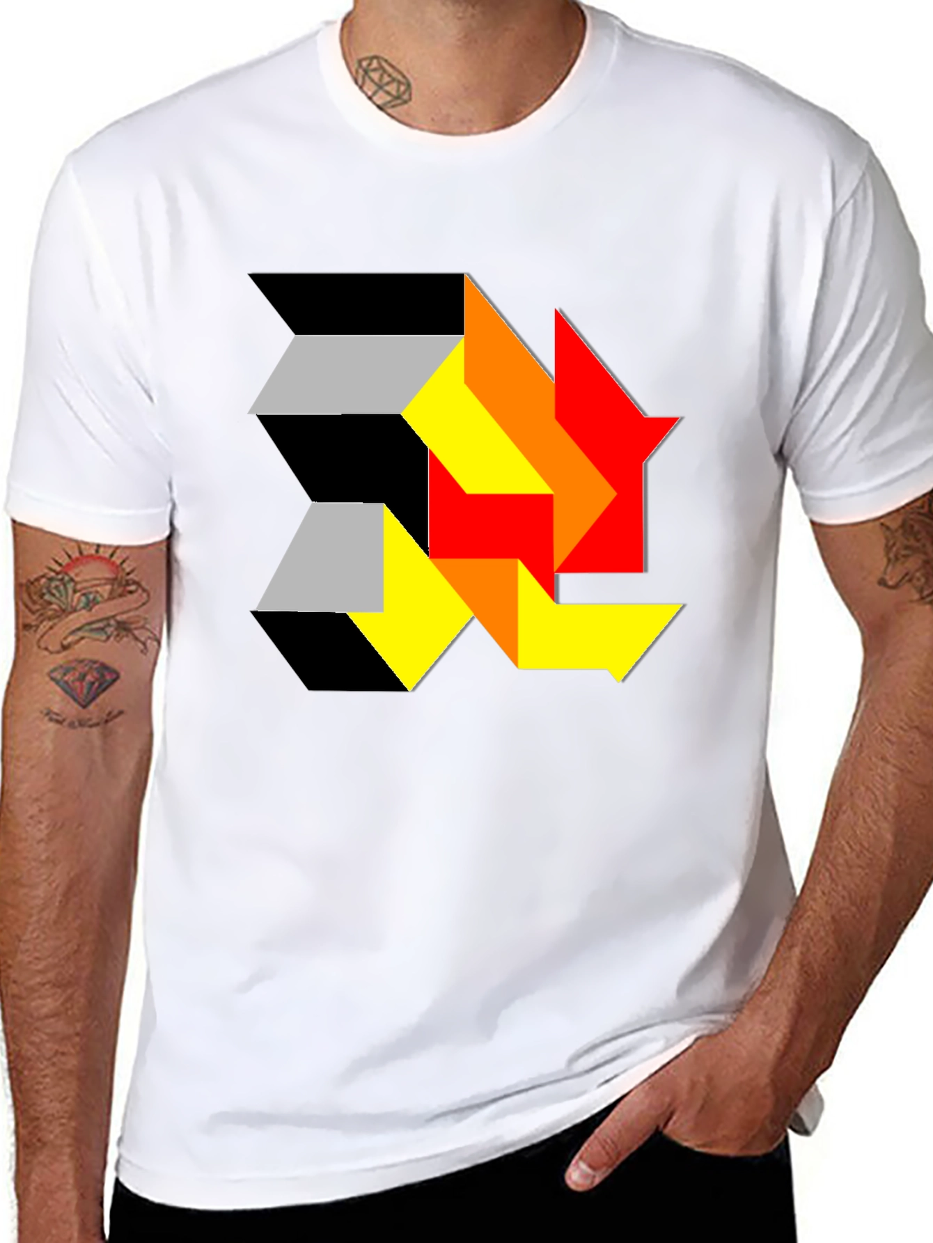 Black Abstract Geometric T-Shirt - Modern Art Design view 8