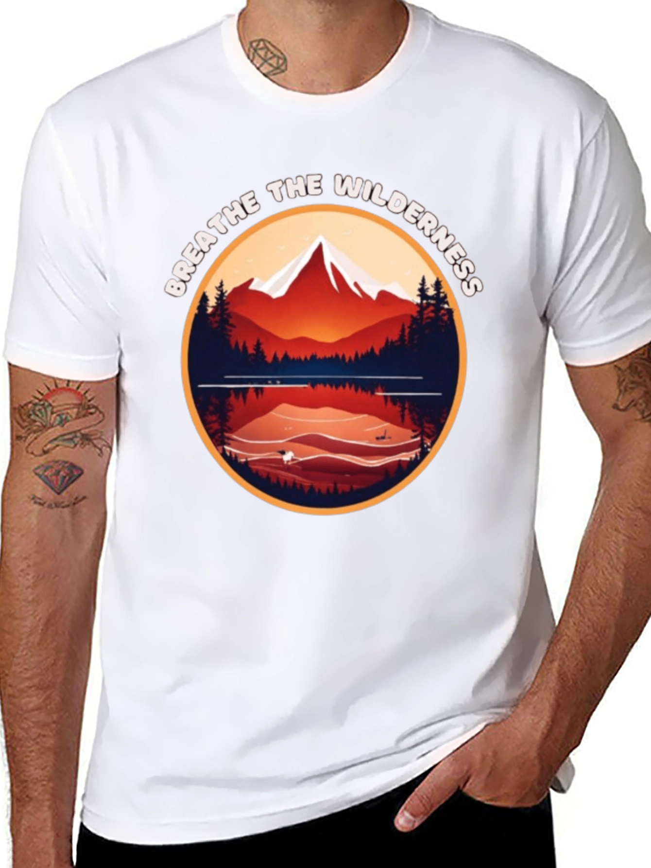 Black Breathe the Wilderness Graphic Tee view 8