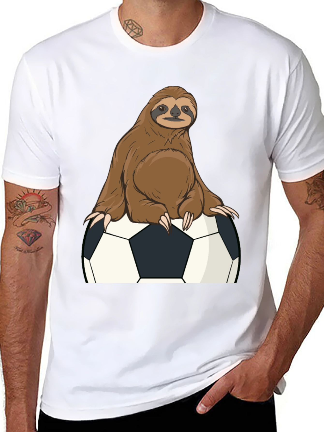Black Sloth Soccer T-Shirt - Funny Graphic Tee view 8