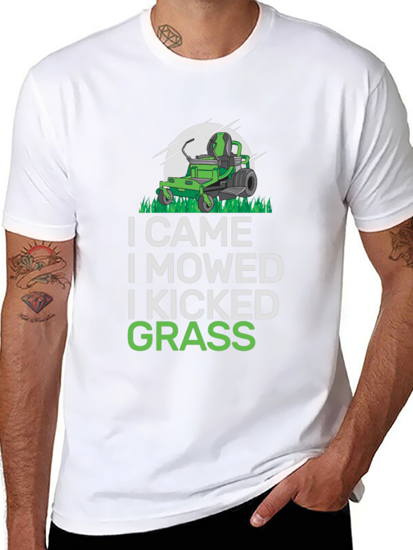 Black I Came I Mowed T-Shirt, Funny Lawn Mowing Shirt view 8