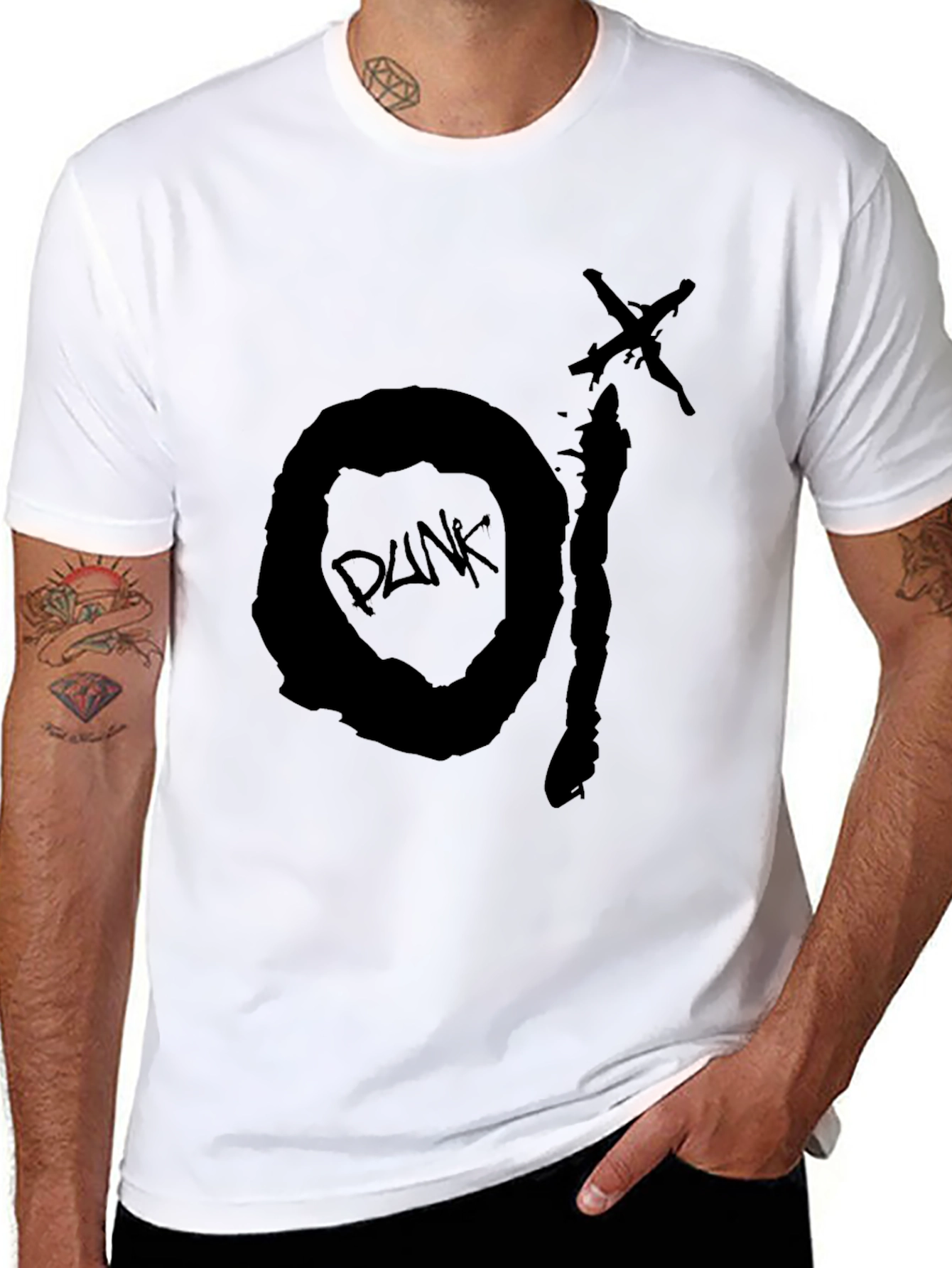 Black Punk Graphic Tee - Distressed Design - 8