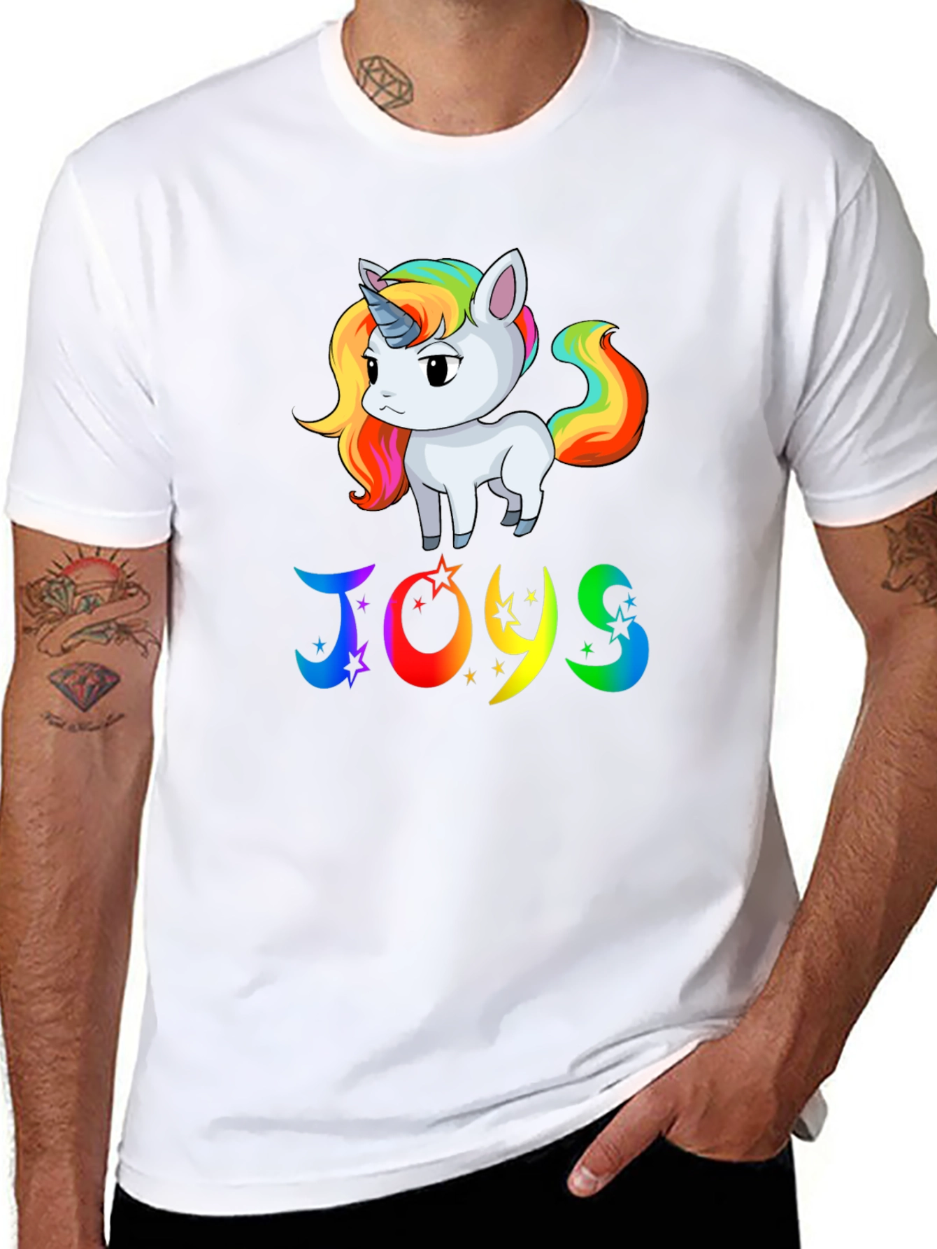 Black Rainbow Unicorn JOYS Graphic Tee view 8