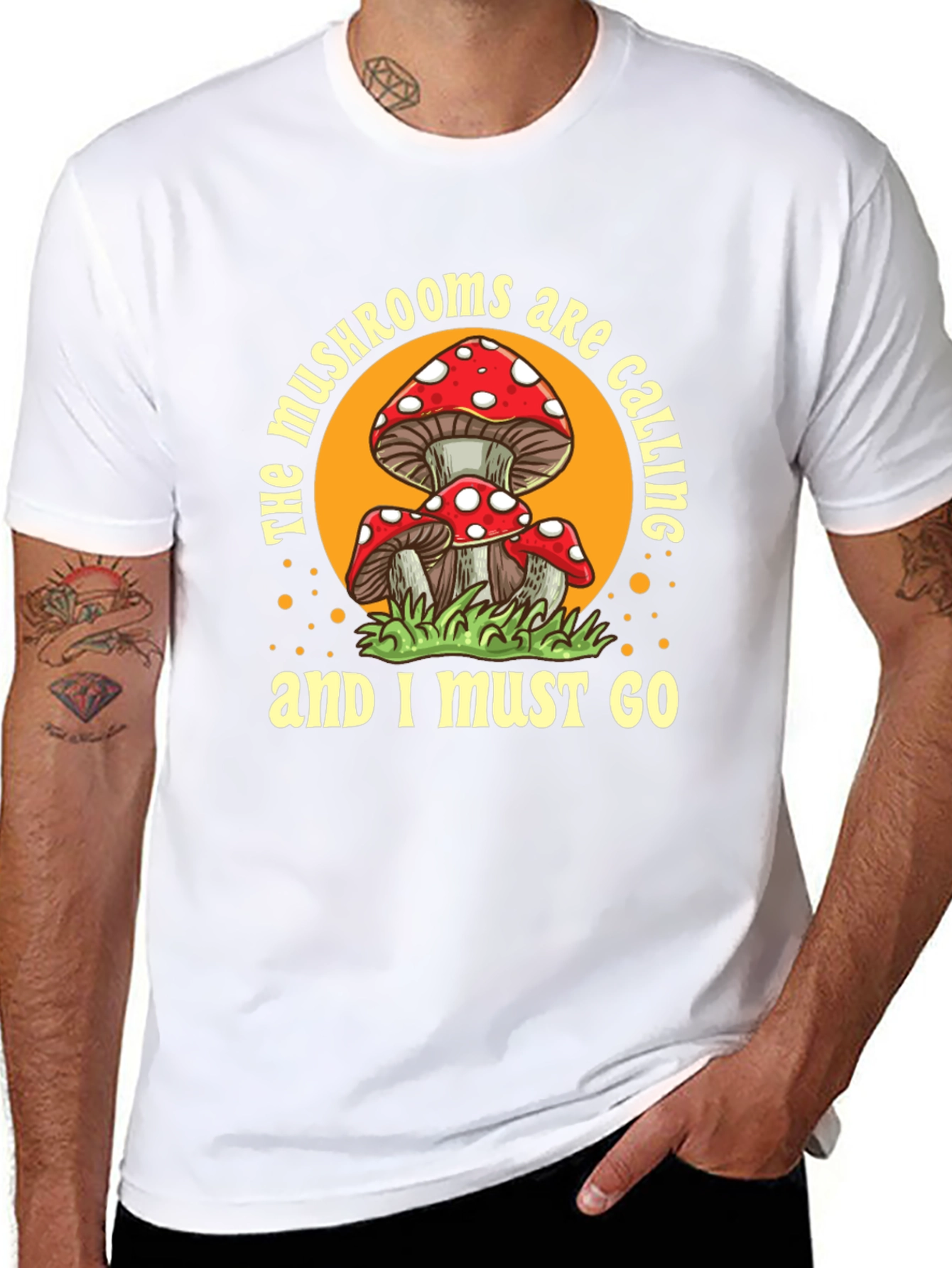 Black Mushroom Calling T-Shirt view 8