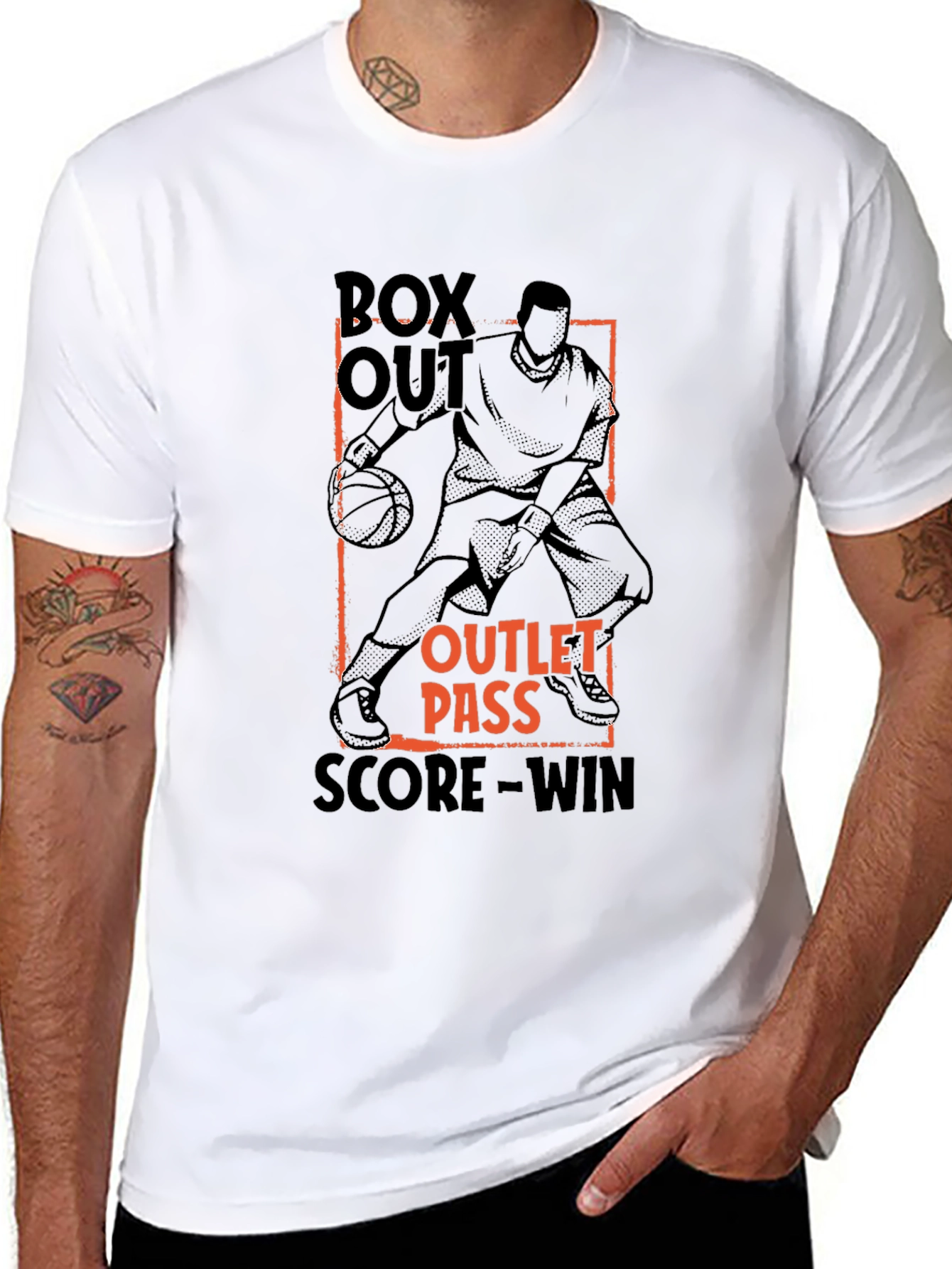 Black Basketball Graphic T-Shirt: Box Out, Pass, Score view 8