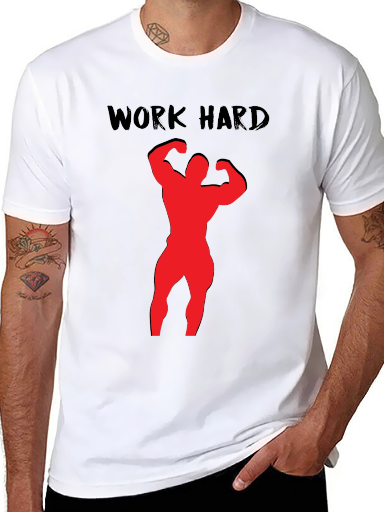 Black Work Hard Bodybuilding Black T-Shirt view 8