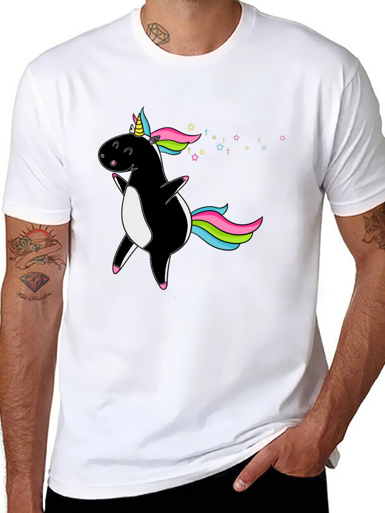 Black Unicorn T-Shirt - Men's Black Graphic Tee view 8