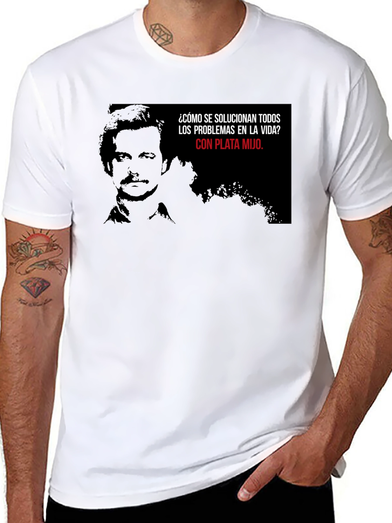 Black Pablo Escobar Plata Mijo T-Shirt - Black Cotton Blend view 8