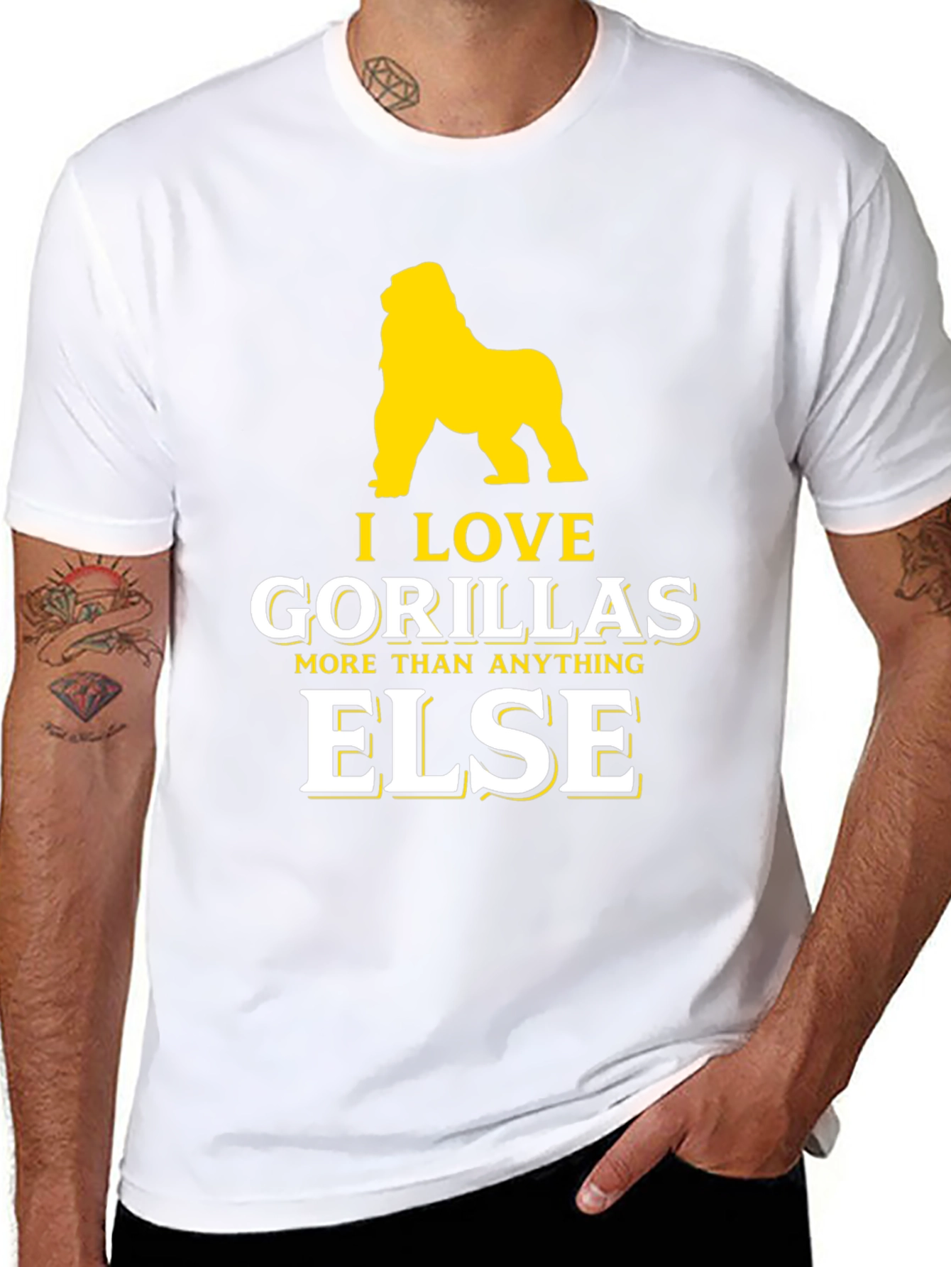 Black I Love Gorillas Graphic T-Shirt - Unique Design view 8