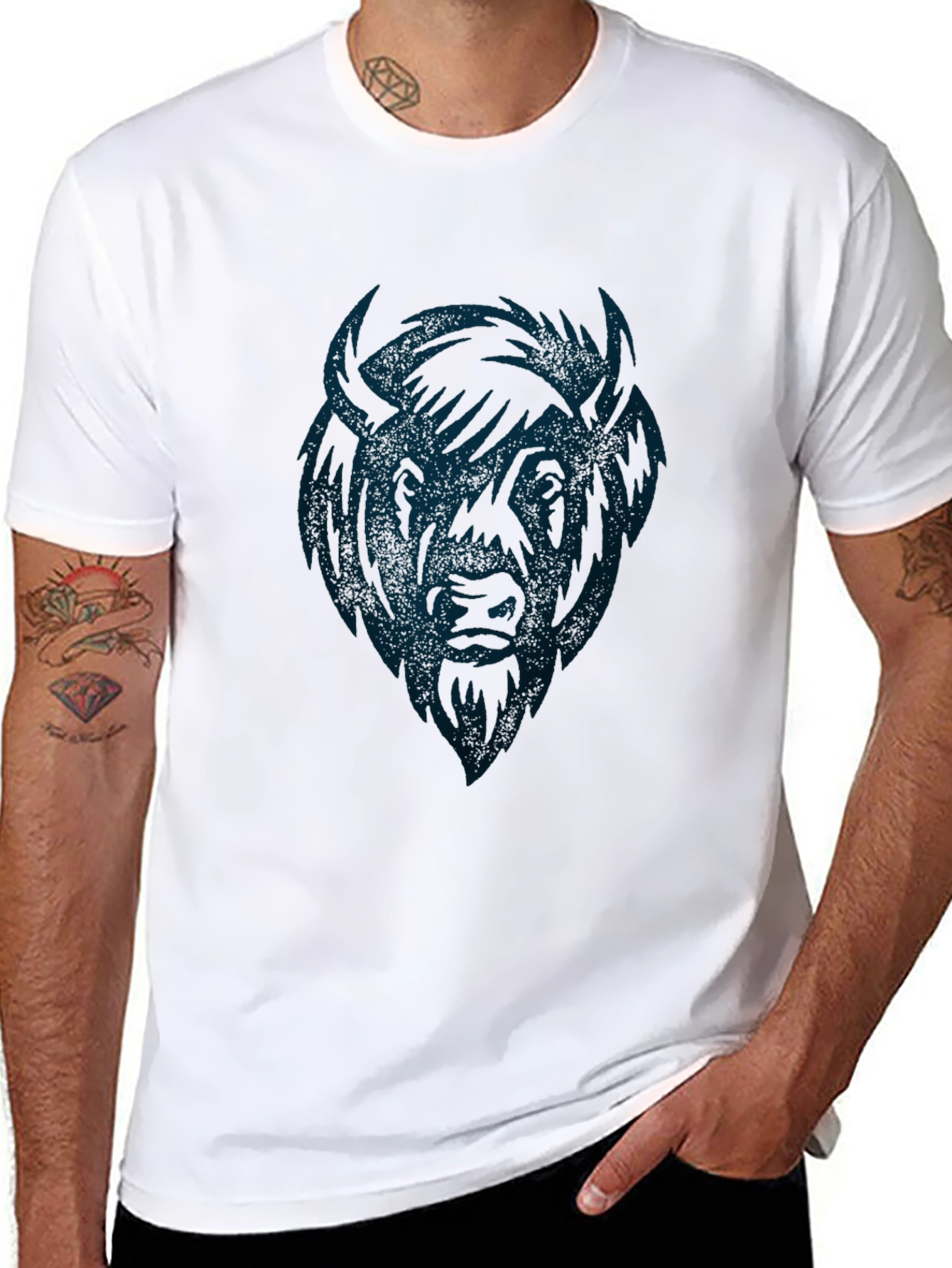 Black Black Bison Graphic Tee - Soft Cotton Crew Neck view 8