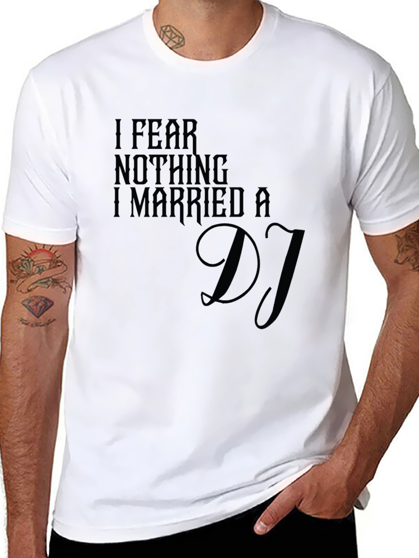 Black I Fear Nothing I Married A DJ T-Shirt view 8