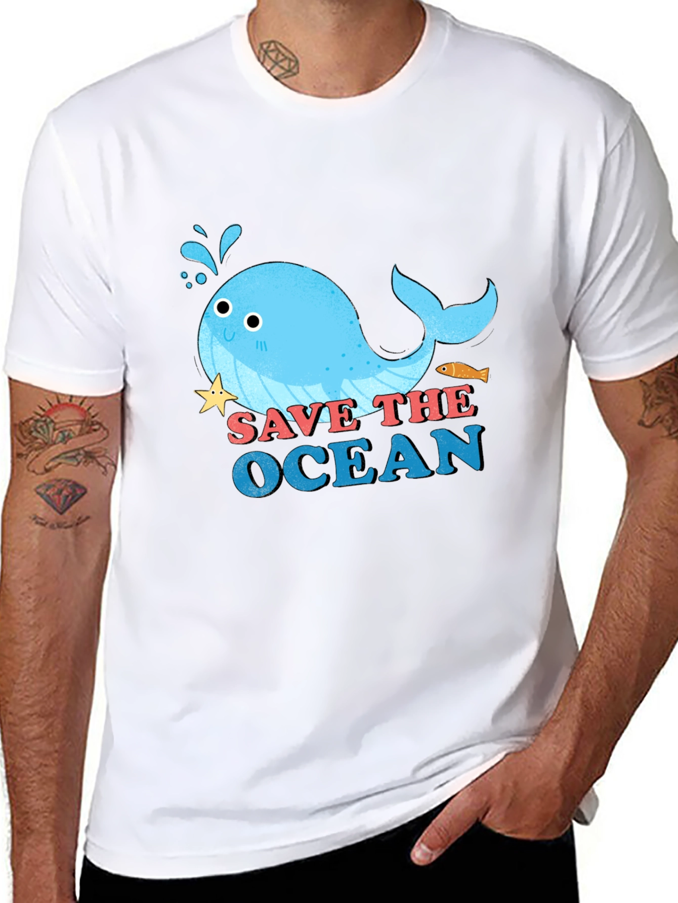 Black Save the Ocean Graphic Tee - Cute Whale Design view 8