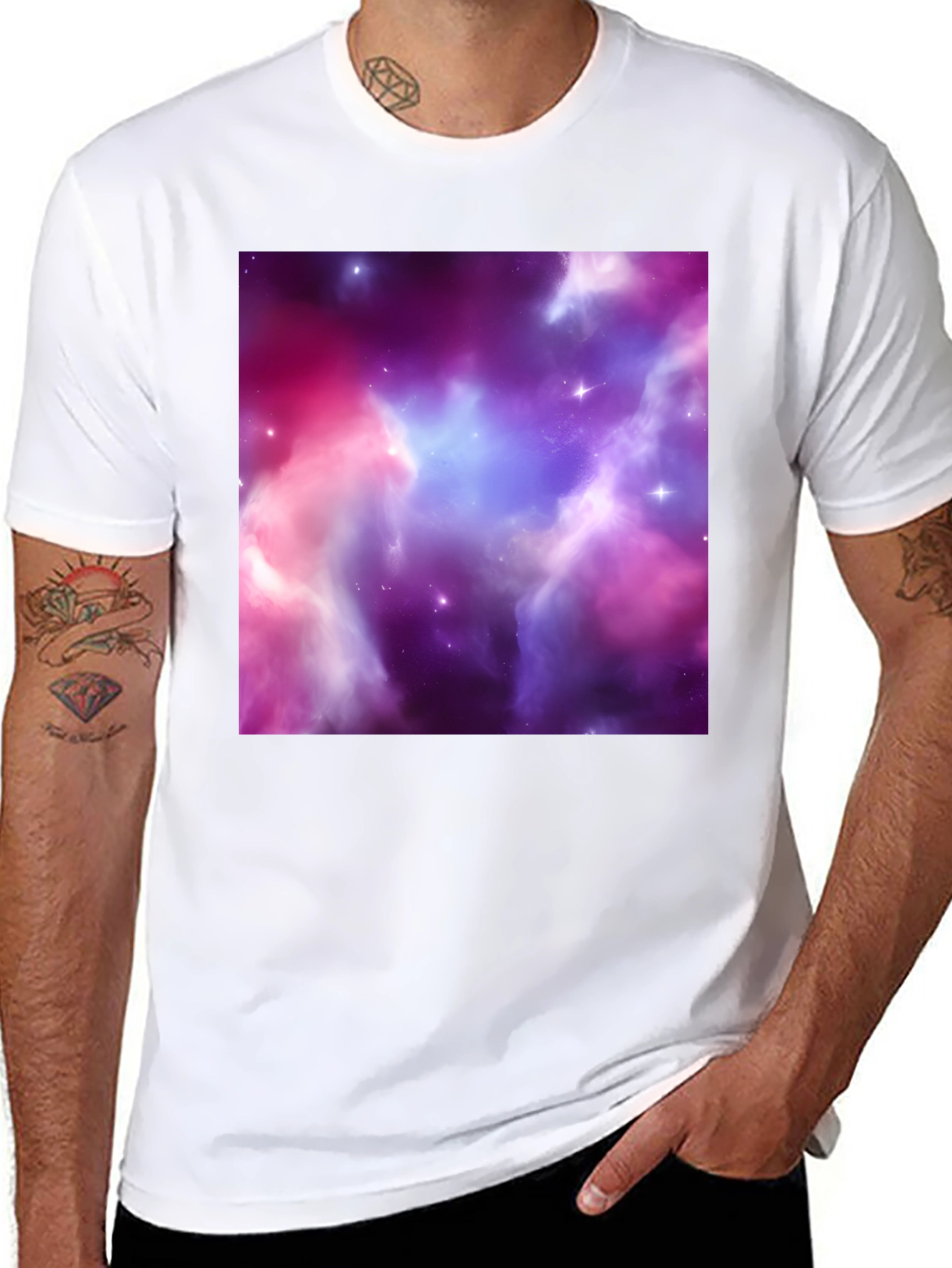 Black Nebula Print Tee - Black Short Sleeve Men's T-Shirt view 8
