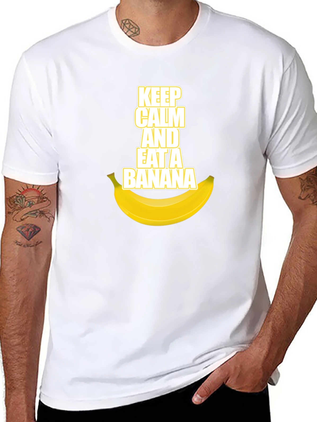 Black Keep Calm and Eat a Banana Graphic Tee view 8