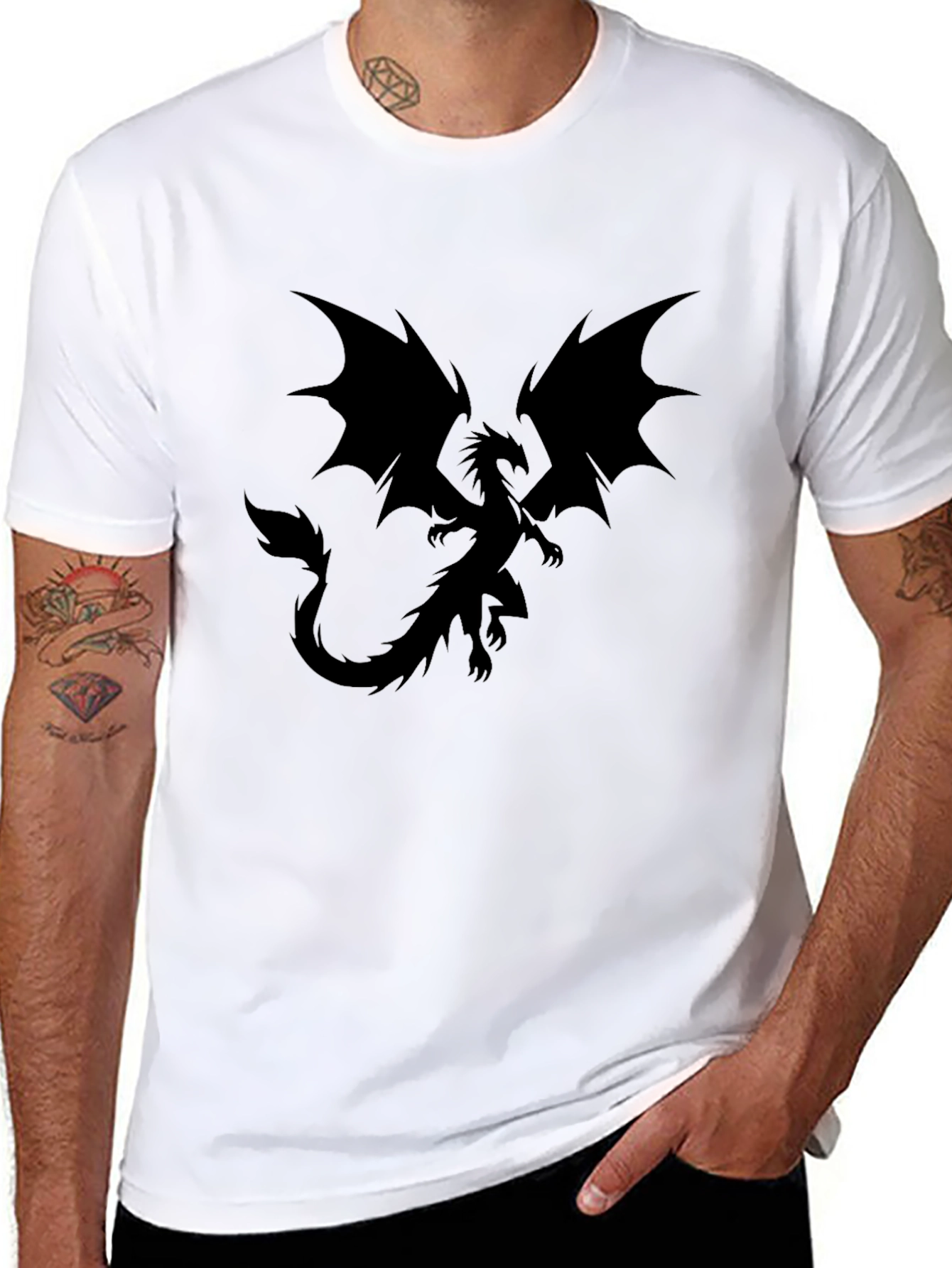Dragon Graphic Black T-Shirt for Men - 8